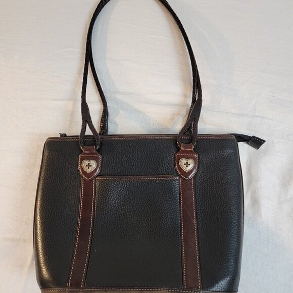 Brighton Leather Two Tone Bucket Shoulder Bag with Braided Straps - Picture 2 of 11
